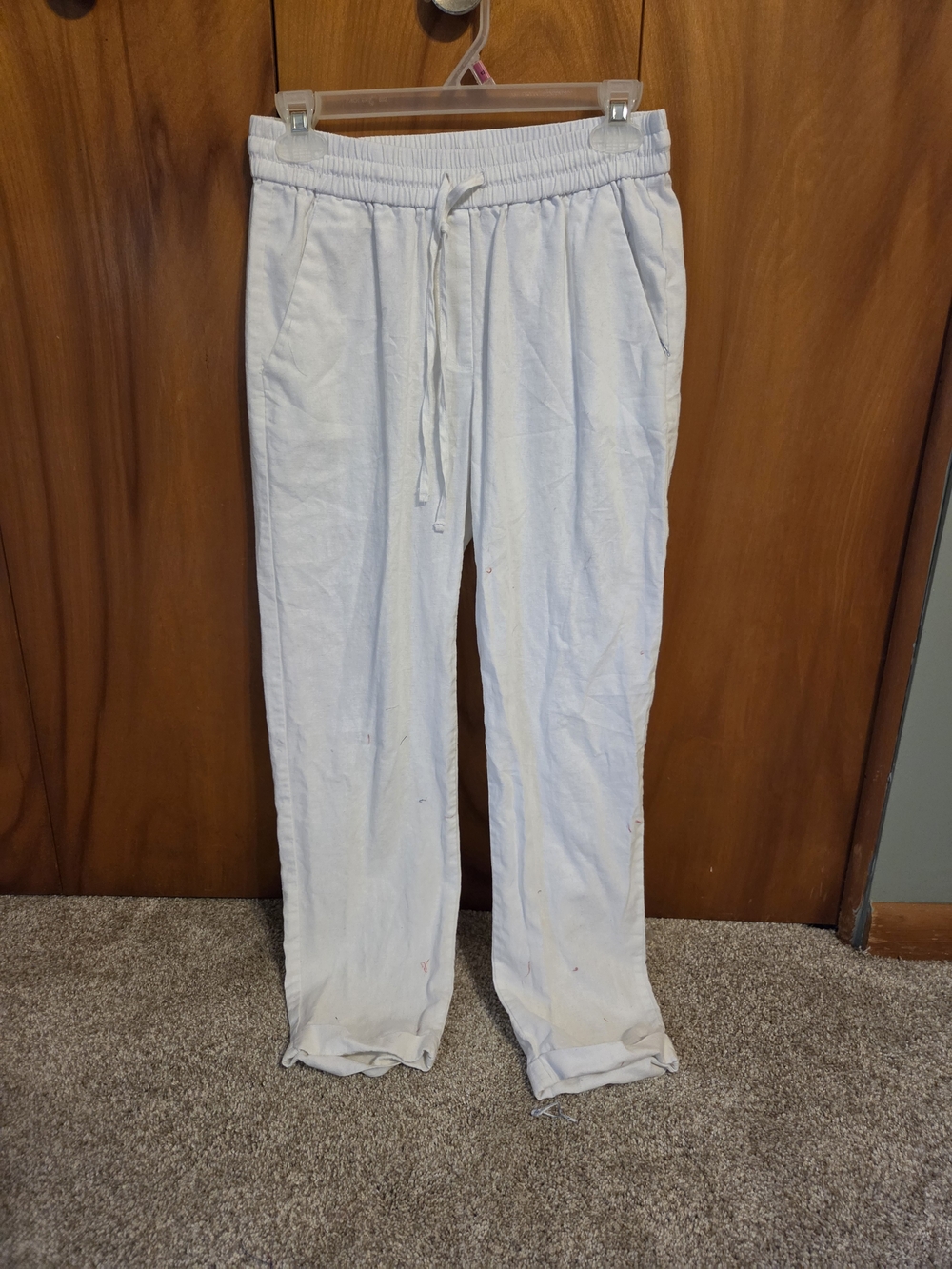 J. Crew White Linen Drawstring Crop Pants